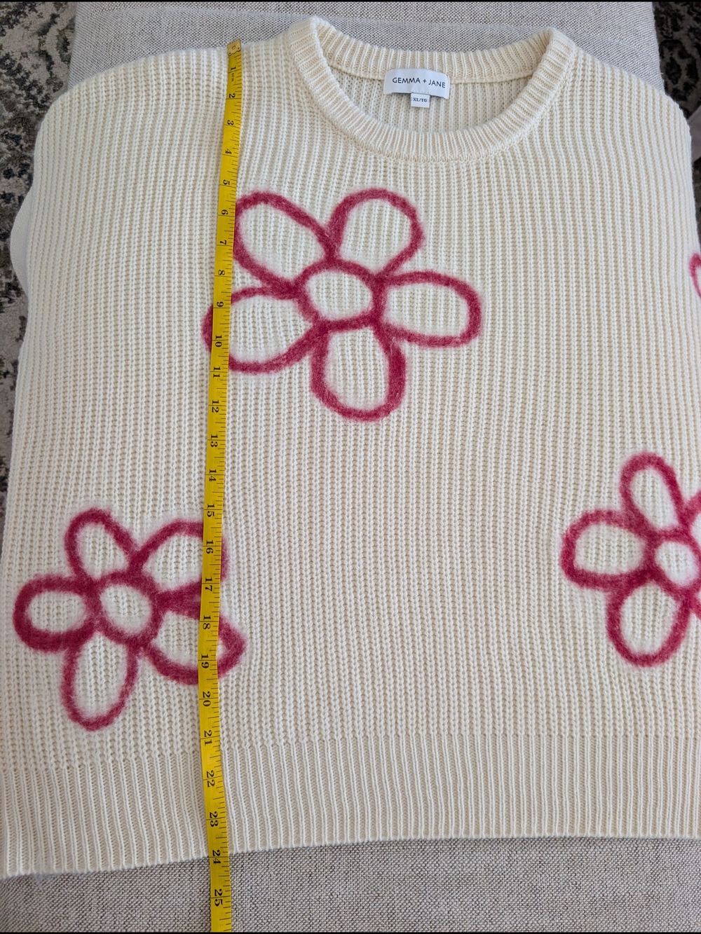 GEMMA + JANE Flower Embroidered Sweater | Size XL - Picture 7 of 11